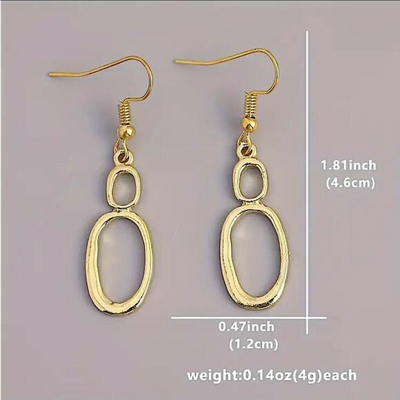 Gold Boho Geometric Irregular Dangle Earrings - Picture 5 of 5